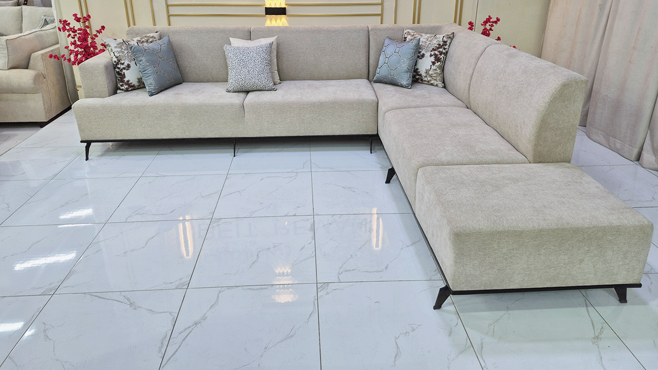 كنب مجلس متصل حرف L بطول ٦ متر - تصميم عصري واسع beitremansofa.com